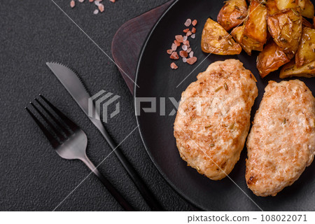 Delicious fresh chicken cutlets or meatballs with salt, spices and herbs Delicious fresh chicken cutlets or meatballs with salt, spices and herbs 108022071