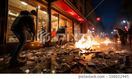 Looting and destructions. Looters seen breaking into the store 108022945