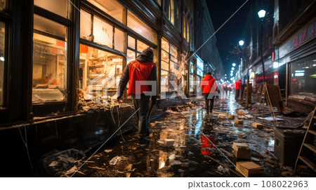 Looting and destructions. Looters seen breaking into the store 108022963