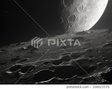 View to moon planet in the space, huge an asteroid craters, astronomy concept 108023570