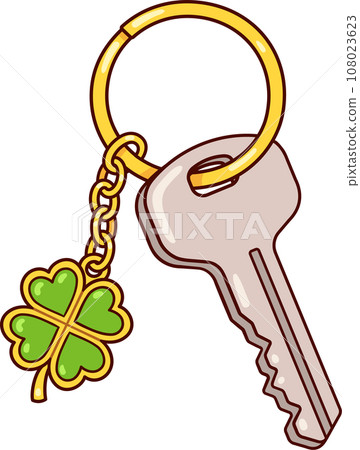 Lucky clover keyring charm drawing 108023623