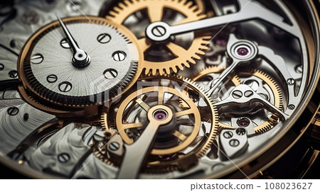 Detail to watch movement with advanced gears 108023627