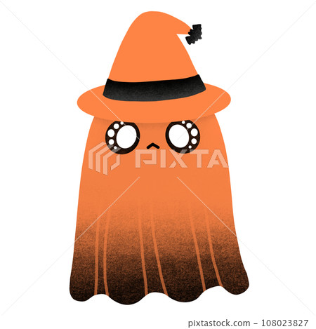 Cute Ghost With Wearing Witch Hat Cartoon illustration For Halloween Festival Decoration Cute Ghost With Wearing Witch Hat Cartoon illustration For Halloween Festival Decoration 108023827