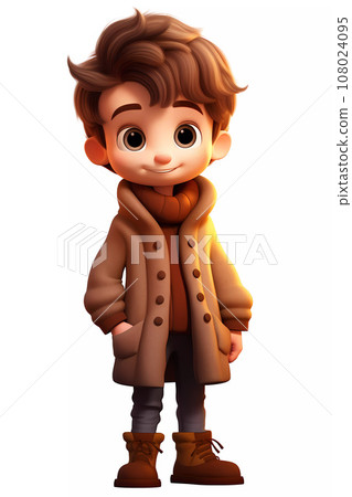Cute Boy Dressed in Autumn Clothes Happy Cartoon Character Cute Boy Dressed in Autumn Clothes Happy Cartoon Character 108024095