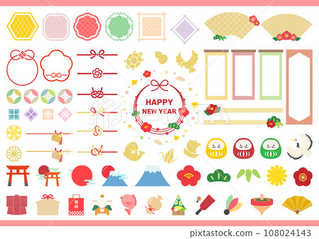 New Year's card material New Year illustration set 108024143