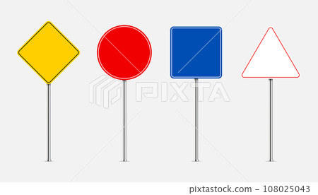 illustration of road warning sign isolated. realistic blank traffic regulatory template. Vector illustration 108025043