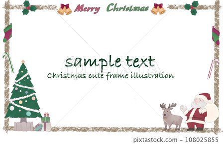 Cute watercolor Christmas frame illustration 1 (with dull color text) Cute watercolor Christmas frame illustration 1 (with dull color text) 108025855