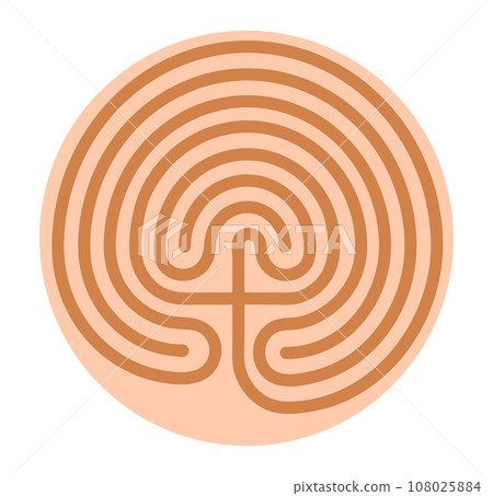 Crete traditional symbol. Cretan labyrinth line art vector 108025884