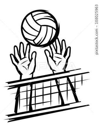 Volleyball ball illustration. Sport club item or symbol. 108025963