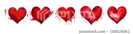 Drawing of a red heart for St. Valentine with splashes of paint on white background Drawing of a red heart for St. Valentine with splashes of paint on white background 108026061
