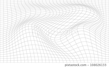 Distorted wave monochrome texture. dynamical rippled surface. Vector mesh grid pattern of lines 108026133