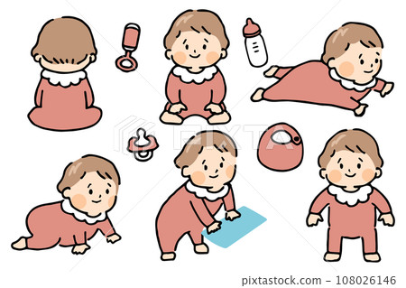 插圖集的嬰兒在嬰兒的衣服 108026146