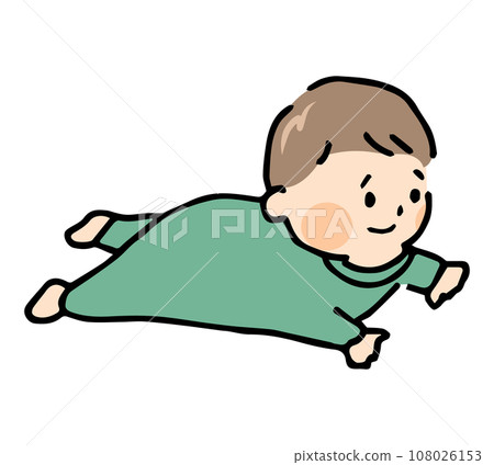 男嬰穿著嬰兒衣服到處滑動 108026153