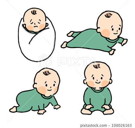 插圖集的嬰兒在嬰兒的衣服 108026163
