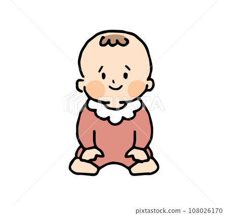 Smiling baby sitting wearing baby clothes 108026170