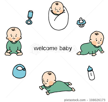 穿著嬰兒衣服的嬰兒插畫集（附文字） 108026173