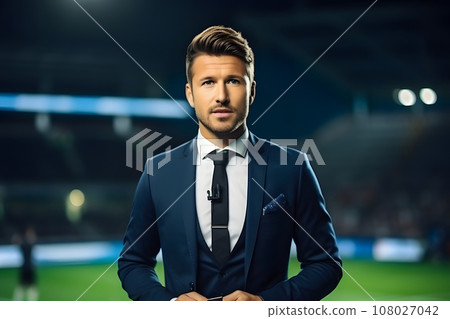 male television presenter. sports commentator, leading sports TV news male television presenter. sports commentator, leading sports TV news 108027042