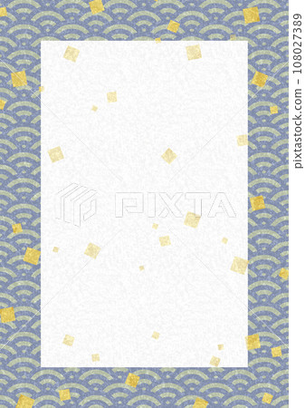 Japanese-style frame/background material 7 (A4 size/Qinghai wave/gold leaf) 108027389