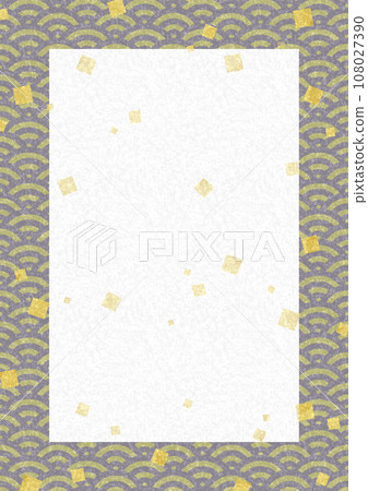 Japanese style frame/background material 8 (A4 size/Qinghai wave/gold leaf) 108027390