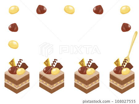 栗子巧克力蛋糕插畫框架 栗子巧克力蛋糕插畫框架 108027555