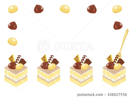 Watercolor illustration frame of marron cake 108027556
