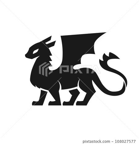 Cute Dragon Silhouettes Character Vector 108027577
