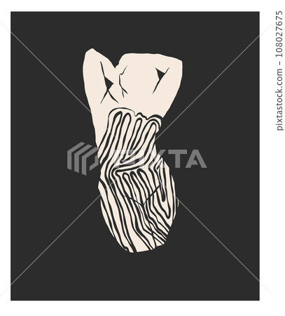 Hand drawn vector abstract graphic line art ,contemporary collection print with boho aesthetics female body graphic shapes.Fashion feminine concept design for wall decor,print,wallpaper,background. 108027675