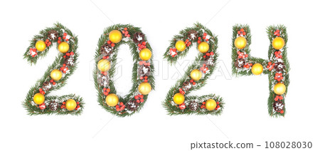 2024 number written by christmas tree 108028030
