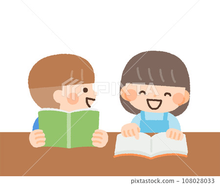 Illustration material of children studying and reading 108028033
