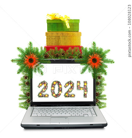 Christmas laptop and 2023 number 108028123