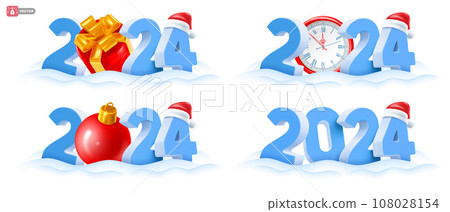 Happy New Year 2024 Designs Set 108028154