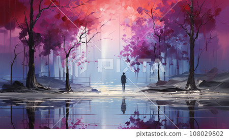 In the Grip of Seasons: A Captivating Landscape Merging Late Fall, Snow, and Dreary Weather 108029802