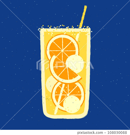 Mocktail with orange. Cool drink with ice balls. Aperol. Alcohol citrus tropical cocktail 108030088