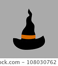 Black hat witch Halloween flat vector illustration 108030762