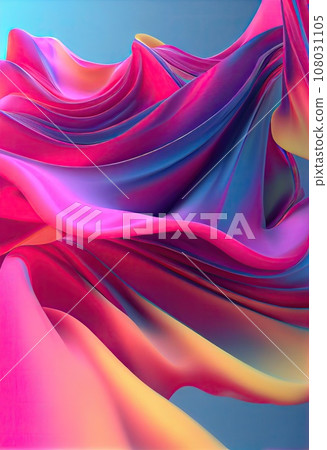 Abstract background. Colorful flying silk. Fabric in the wind. Cloth Wallpaper. 108031105