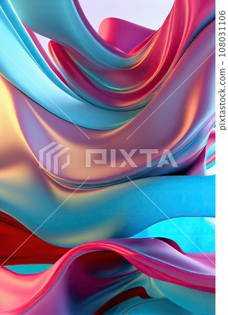 Abstract background. Colorful flying silk. Fabric in the wind. Cloth Wallpaper. 108031106