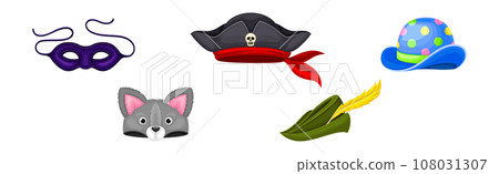 Funky Headwear as Party Costume Accessory Vector Set 108031307