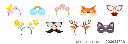 Carnival or Party Headband and Masks Vector Set 108031310