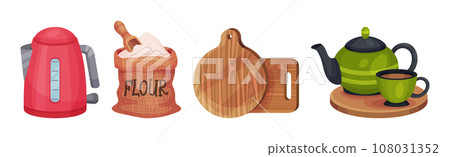 Colorful Kitchen Tool and Different Equipment Vector Set Colorful Kitchen Tool and Different Equipment Vector Set 108031352