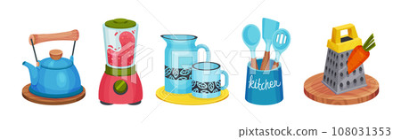 Colorful Kitchen Tool and Different Equipment Vector Set Colorful Kitchen Tool and Different Equipment Vector Set 108031353