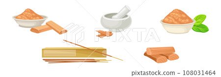 Sandalwood Tree Timber and Lumber Material Vector Set Sandalwood Tree Timber and Lumber Material Vector Set 108031464