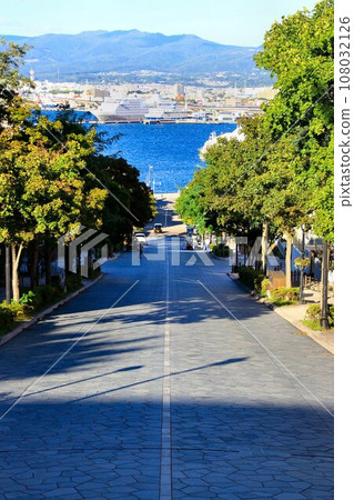 函館市的發祥地【函館西地區】從函館山麓的「八幡坂」眺望港口 108032126