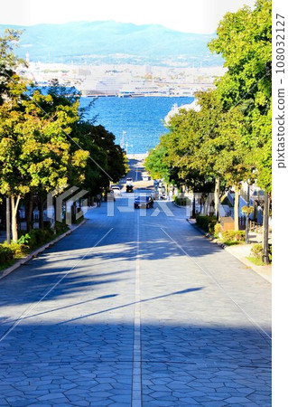 函館市的發祥地【函館西地區】從函館山麓的「八幡坂」眺望港口 108032127