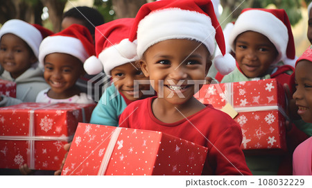 happy children with presents happy children with presents 108032229