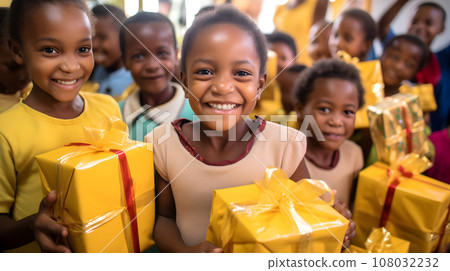 happy children with presents happy children with presents 108032232