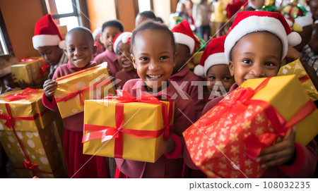happy children with presents happy children with presents 108032235
