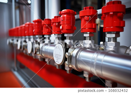 Pipeline connection terminal. Equipment with valves for reloading, connecting, to start shipping close-up Pipeline connection terminal. Equipment with valves for reloading, connecting, to start shipping close-up 108032432