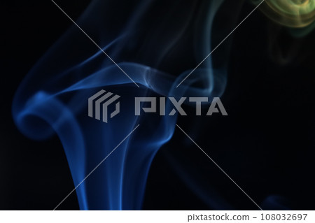 Yellow and blue smoke on a dark background, colourful abstract, blue yellow fog, minimalistic background 108032697