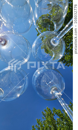 empty wine glasses and cocktails against the background of the sky empty wine glasses and cocktails against the background of the sky 108032776