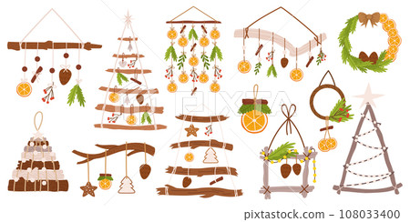 Set of Christmas Holiday Hanging Decor. Festive Frames, Wreaths, Garlands, And Joyful Accents. Hand Made Items Set of Christmas Holiday Hanging Decor. Festive Frames, Wreaths, Garlands, And Joyful Accents. Hand Made Items 108033400